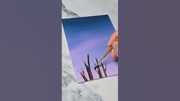 Cherry Blossom Tree / Night Sky Acrylic Painting Idea for Beginners ✨️