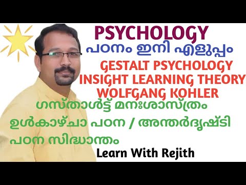 GESTALT PSYCHOLOGY - INSIGHT LEARNING THEORY BY WOLFGANG KOHLER