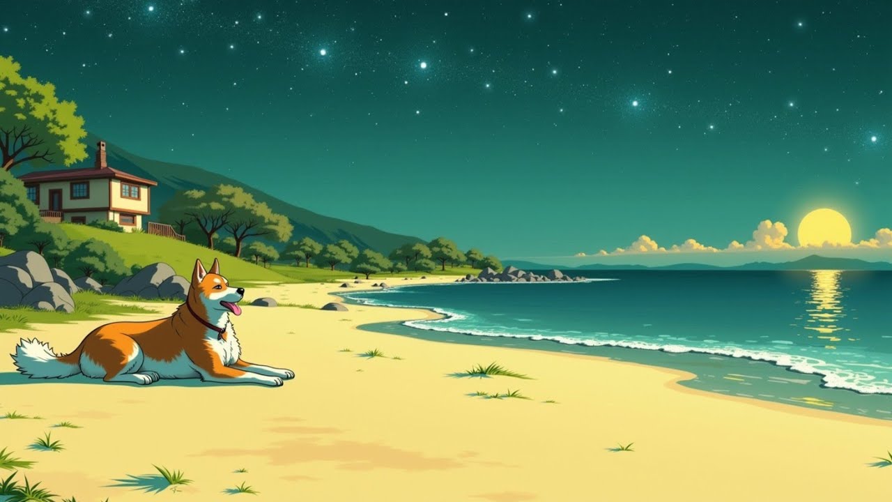 Chill Shiba Inu Stargazing 🐶 Relaxing Lofi Beats for Studying/Working [Night Vibe Coastal Dream]