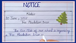 Notice writing on Tree plantation programme in English | how to write notice in English.