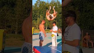 Flipping Over Bodybuilders: Funny Reactions😂🫣 #kiryakolesnikov #prank #funny #sports #flip #stunt