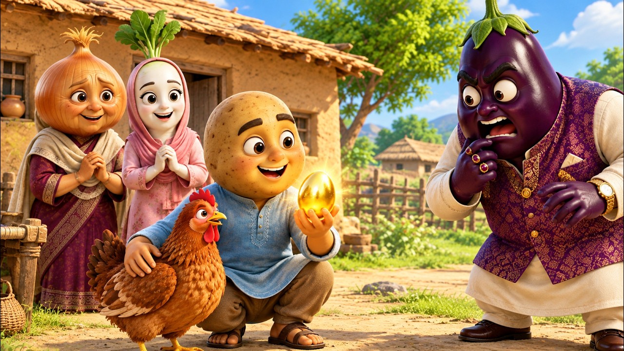 🥔 Gareeb Aloo Ko Mili Soney Ka Anda Dene Wali Murghi 😱🥚 | #vegetablestory