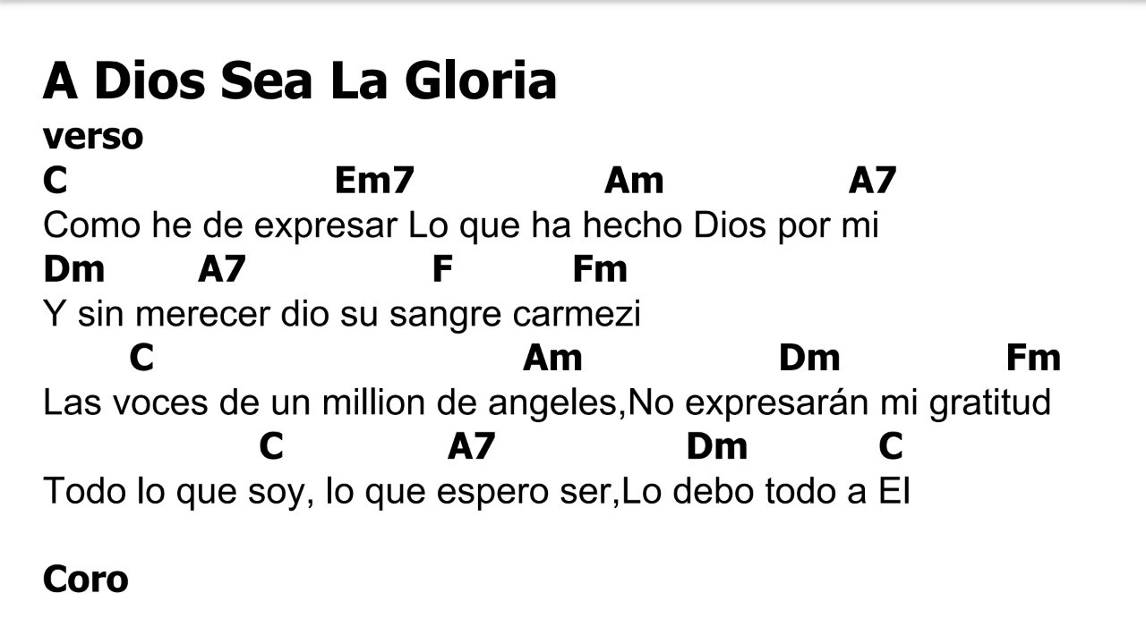 Taxi exhaustivo Galleta acordes a dios sea la gloria Interactuar