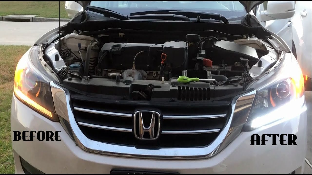 DIY 2013 2014 2015 Honda Accord DRL light to LED Bulb - YouTube