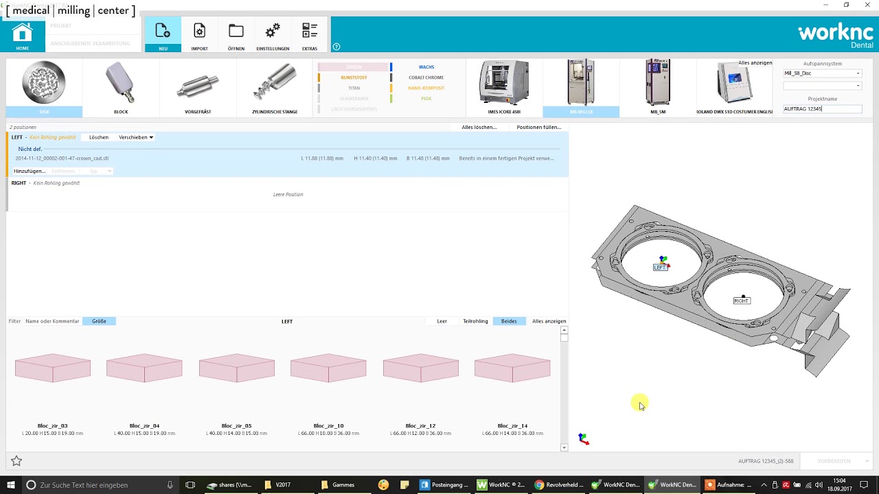 WorkNC Dental 2017 Neuen Auftrag anlegen - YouTube