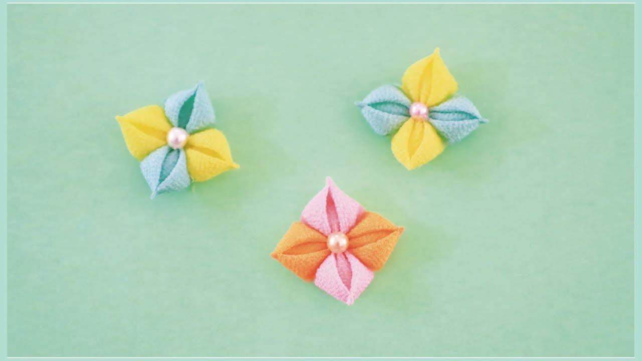 つまみ細工【手裏剣のお花】DIY kanzashi flower とんがりつまみ - YouTube
