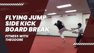 Running jump side kick board break. 🥋
