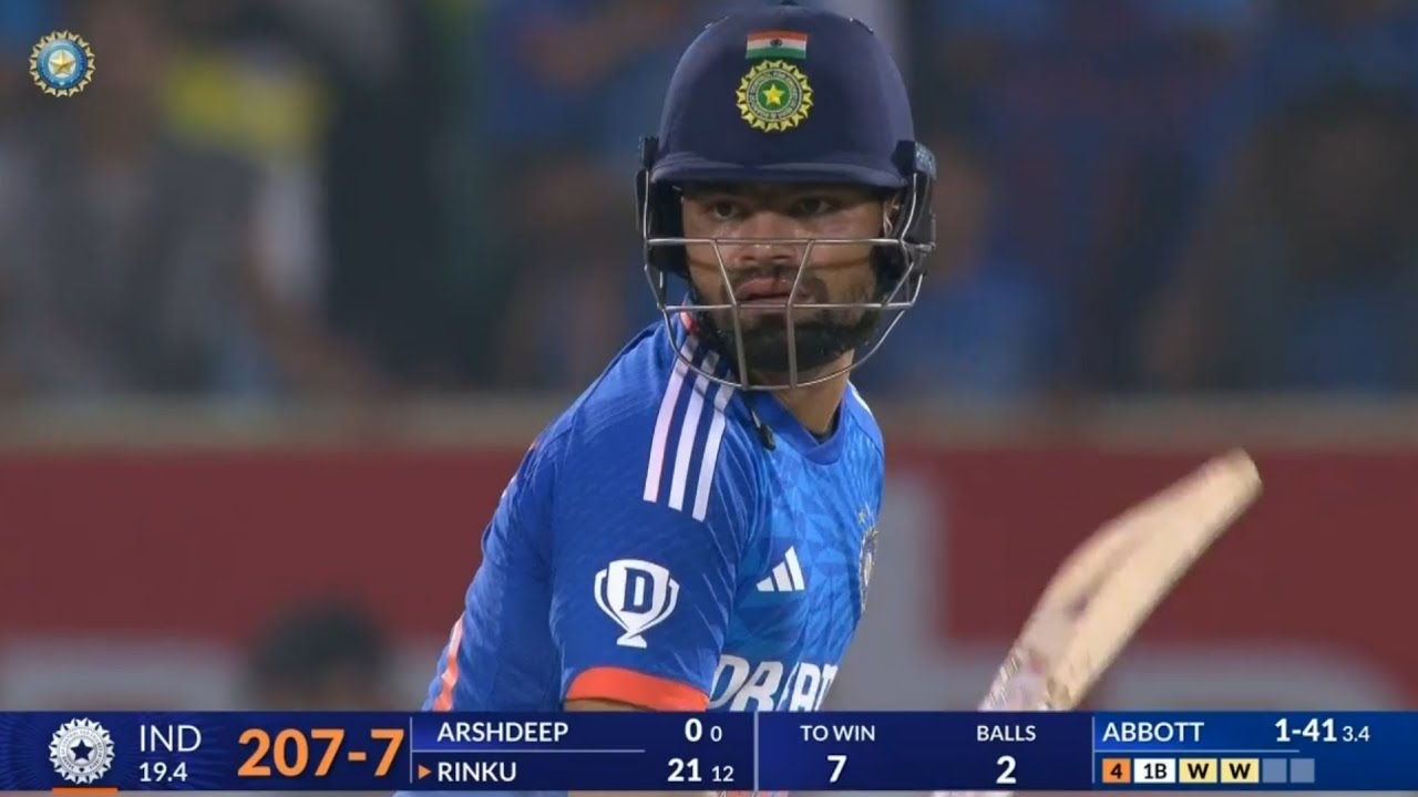 Last Over Thriller India vs Australia 1st T20 Match Rinku Singh Batting ...