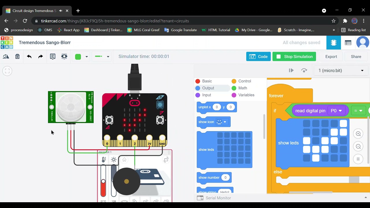 How make a simple project with Micro:bit in Tinkercad