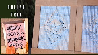 Dollar Tree Farmhouse Tin Pie Safe Decor DIY| Cricut Pumpkin Art
