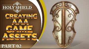 How to make 3d video game models -  Holy Shield  - Part 2