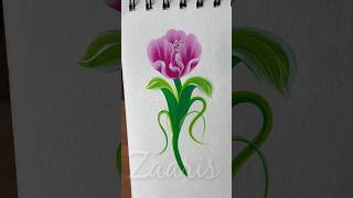 🩷💚One Stroke Painting🌸Gorgeous PINK flower acrylic🖌️🎨#shorts #pinkflowers #gorgeous #viral #yt