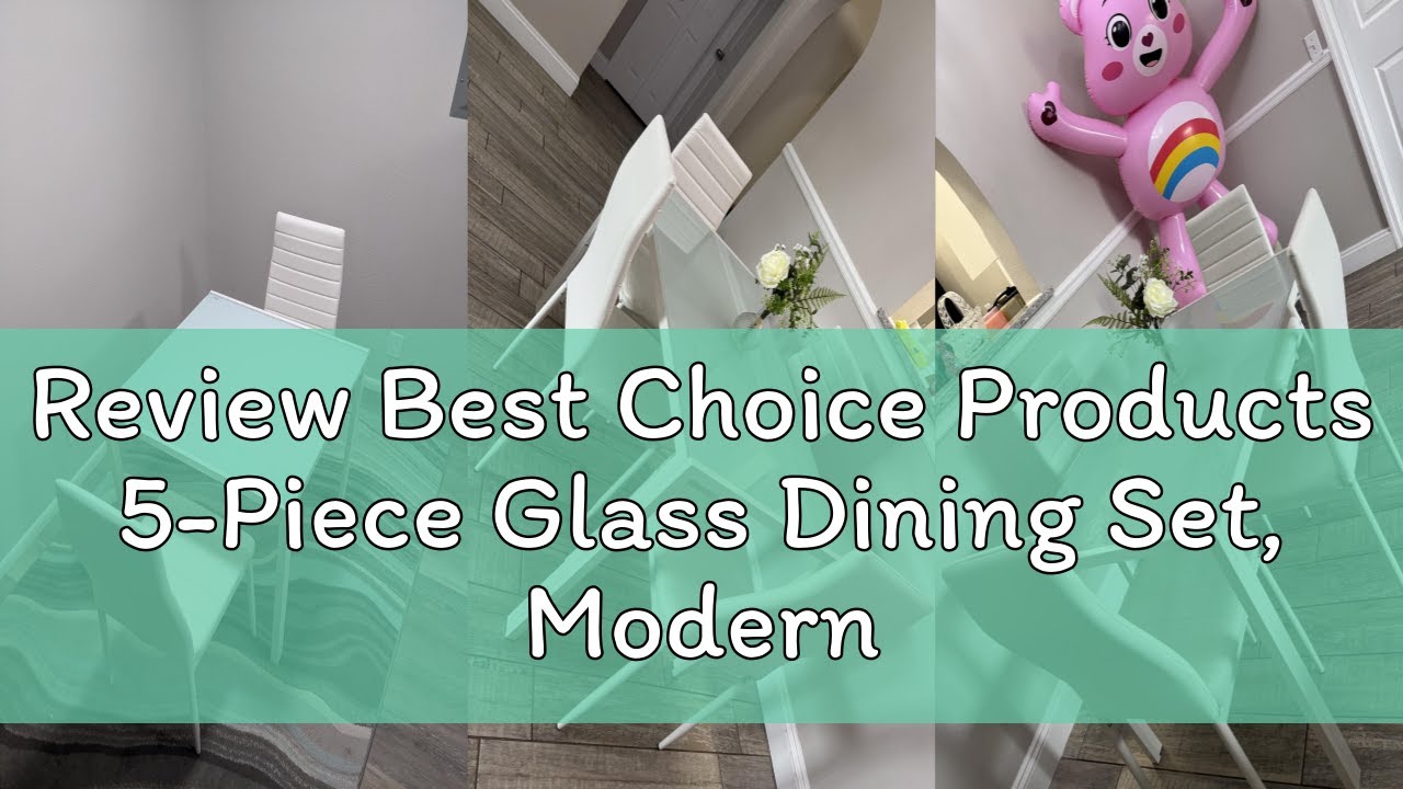Review Best Choice Products 5-Piece Glass Dining Set, Modern Kitchen Table Furniture for Dining Room