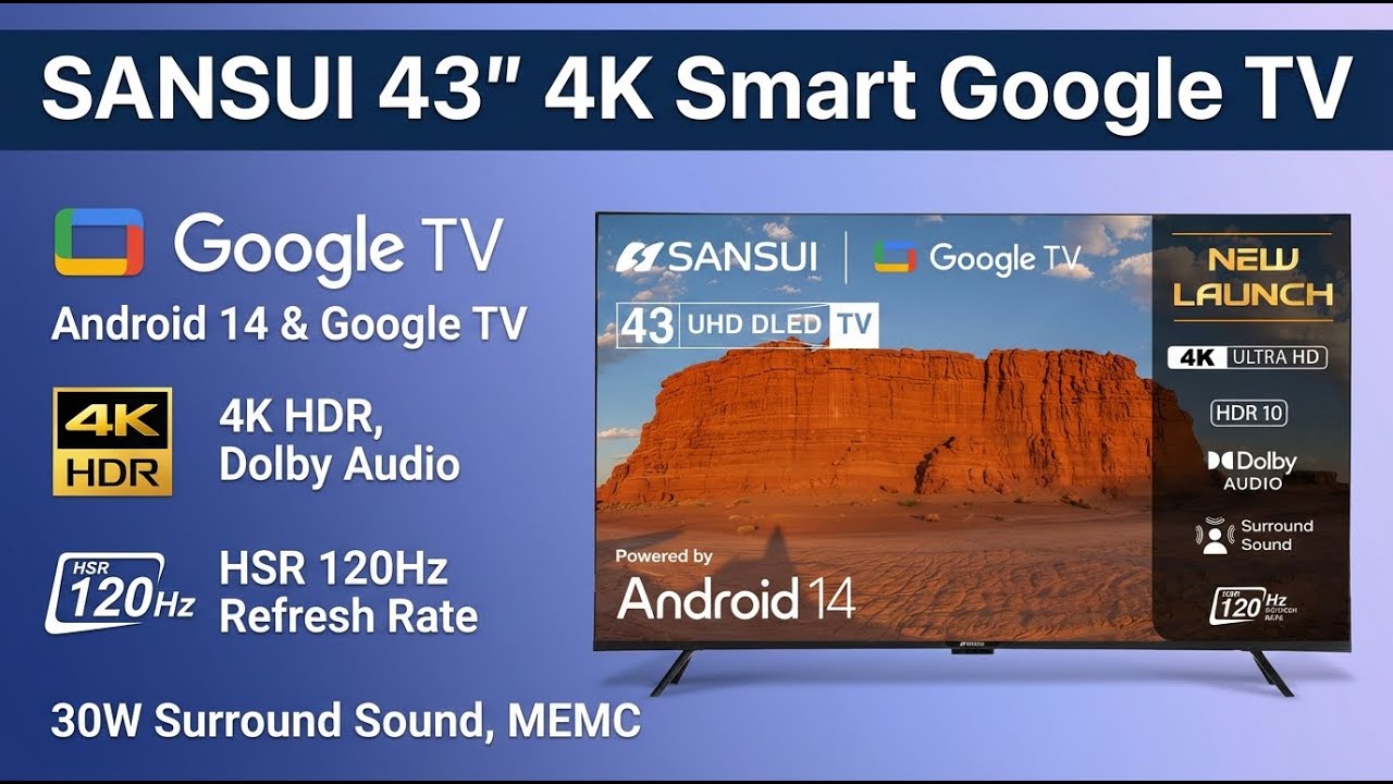 SANSUI 43 Inch 4K Ultra HD Smart Google TV Full Review | Review in