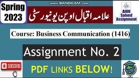 ⏩ AIOU Code 1416 Solved Asignment No.2 Spring 2023 |Subject: Business Communication |Level: BA/B.Com