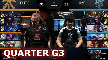 Fnatic vs H2K Gaming | Game 3 Quarter Finals S7 EU LCS Spring 2017 PlayOffs | FNC vs H2K G3 QF 1080p