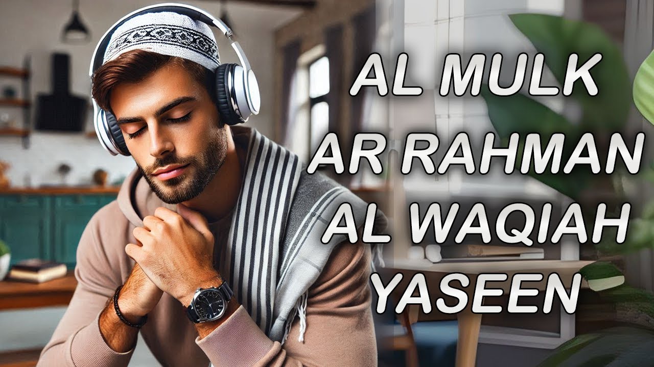 Voix paisible Sourate Al Mulk Al Waqiah Ar Rahman Yasin - Récitation Relaxante du Coran Pour Dormir