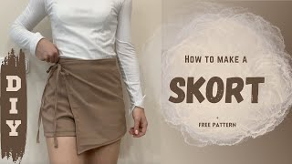How to make a skort 💌🩰☁️📖🧸🏹🏛️🪞🦢 | DIY  +| FREE PATTERN |  #aesthetic #freepattern #skorts