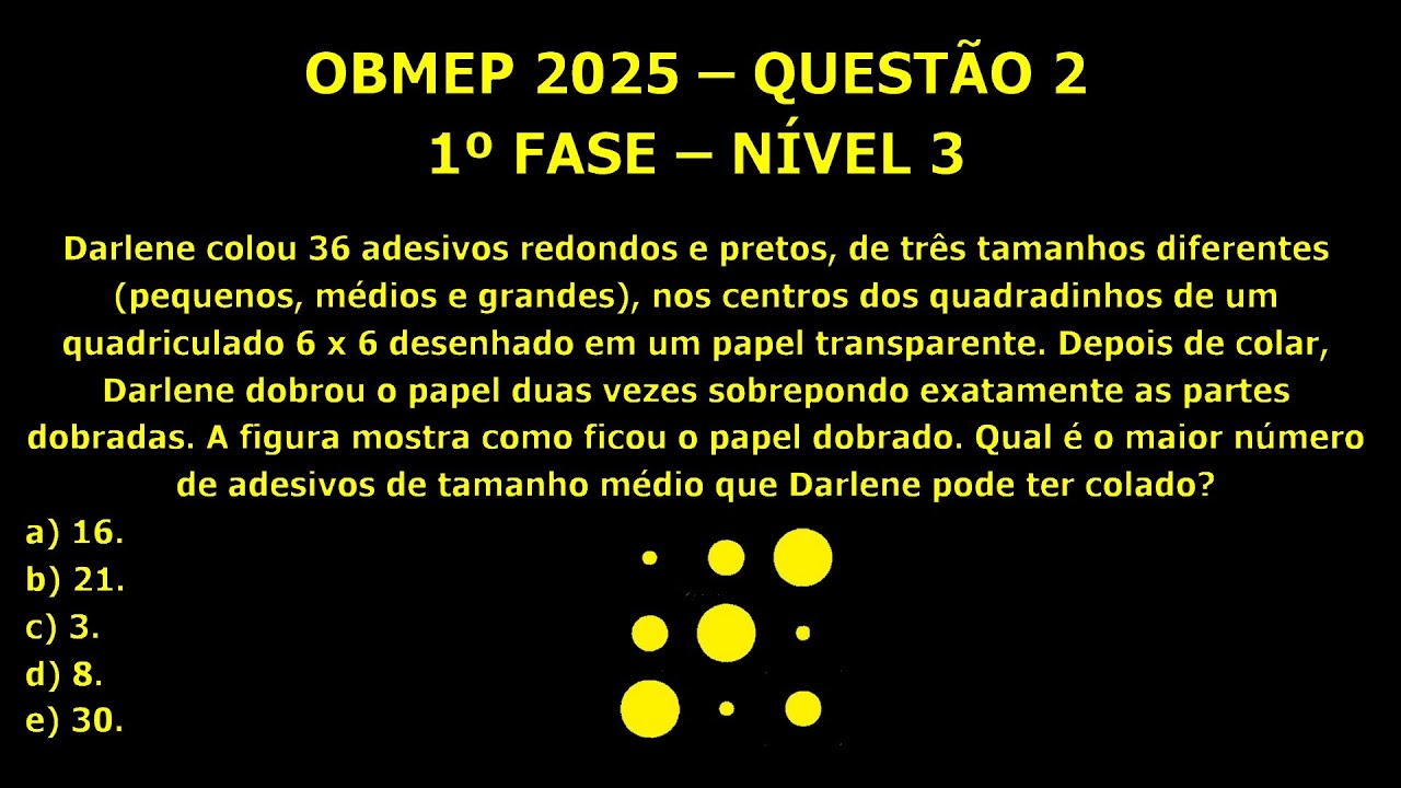OBMEP 2025 – QUESTÃO 2 – 1º FASE – NÍVEL 3 | GABARITO FACILITADO ...