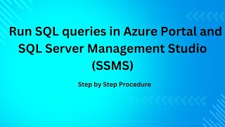 Run SQL Queries in SQL Server Management Studio