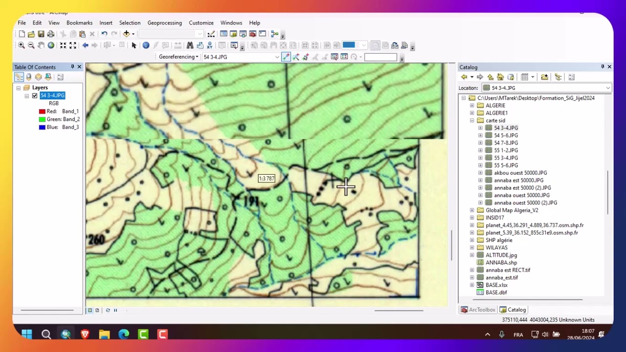 Géoréférencement d'une carte topographique sur ArcGIS
