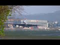Stars Away Douglas DC-8  ZS-OSI loud and low take off runway 34 at ZRH (with live ATC)