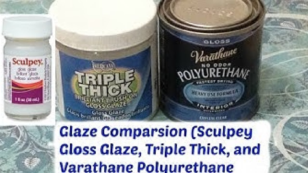 READ DESCRIPTION* Glaze Comparison (Sculpey Gloss Glaze, Triple Thick, and  Varathane Polyurethane) 