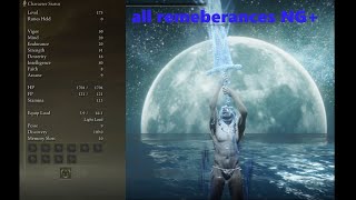 elden ring - all remembrances* - dark moon greatsword (NG+ Level 175)