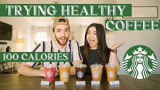 Trying Healthy Starbucks Drinks | Under 100 Calories | macrobarista