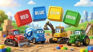 Build Excavator, Tractor, Mixer Truck & Bulldozer | Learn Colors with Surprise Eggs for Kids