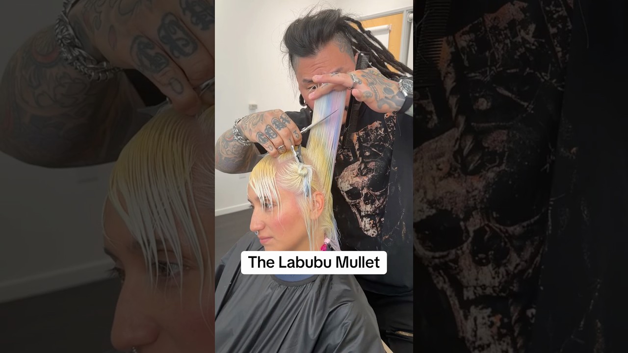 The Labubu Mullet 🫶🏼 #mullet #hair #pastelhair #hairtransformation #hairtutorial