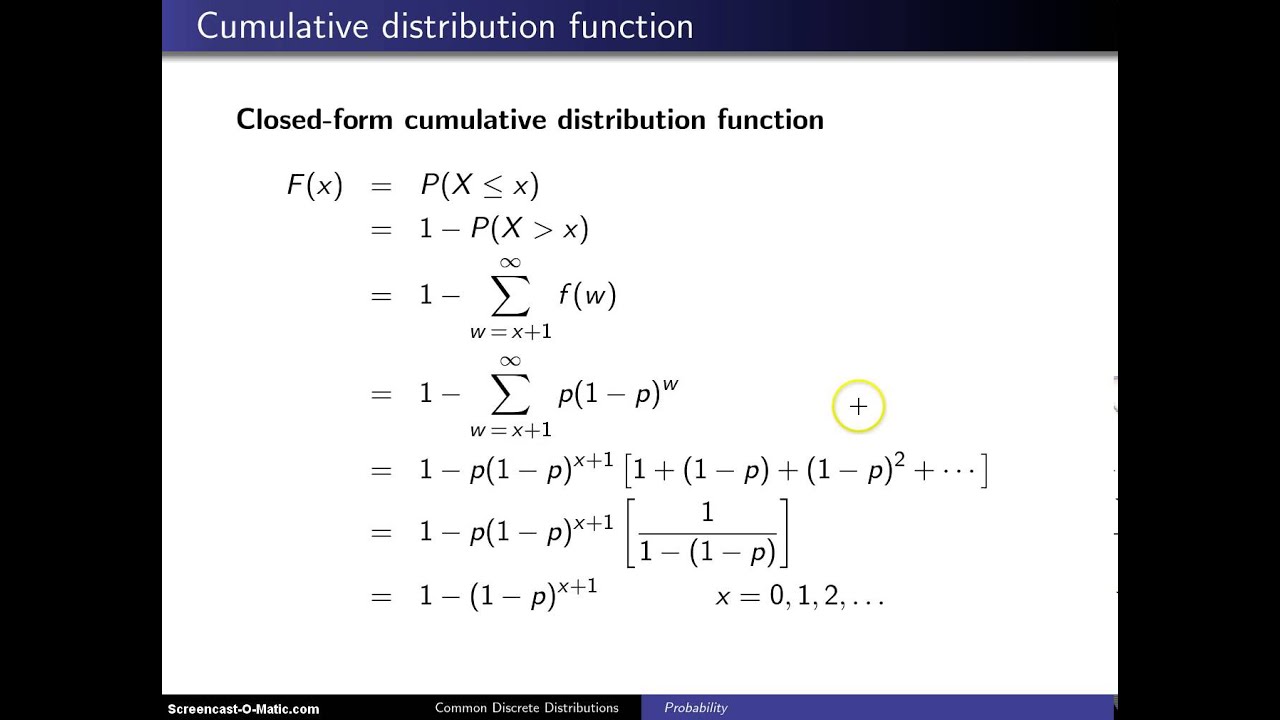 Geometric distribution cumulative distribution function ...