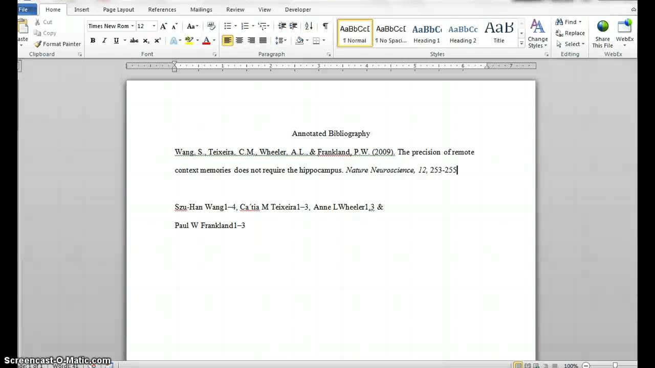 apa annotated bibliography page setup