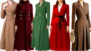 Elegant Women's Christmas Set Suit with Skirt | Festive & Chic Holiday Outfit Double Breasted coat  screenshot 4