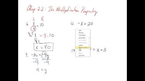 The Multiplication Property of Equality: MAT 101 Chap 2.2 Additional Practice