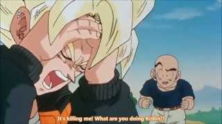 Krillin throws a rock at Goku [Japanese]