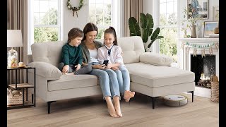 Asjmreye 85'' Convertible Sectional Sofa L Shape Couch with Chaise Chenille Fabric Asjmreye 85'' Convertible Sectional Sofa L Shape Couch with Chaise Chenille Fabric