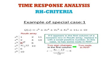 TIME RESPONSE ANALYSIS || RH CRITERIA|| CONTROL SYSTEMS (PART-3)