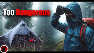 You Got To Know When To Retreat  Intense Storm Brings Down Trees  Rain Camp Adventure