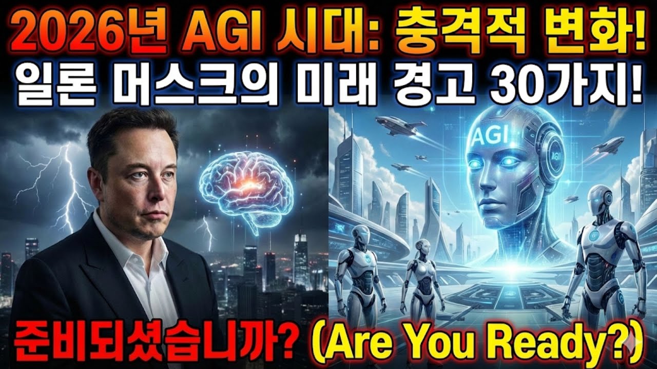 일론 머스크의 고백: 2026년 AGI 시대, 우리가 절대 피할 수 없는 30가지 변화
