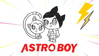 Menggambar imajinasi astroboy dan astro kitty
