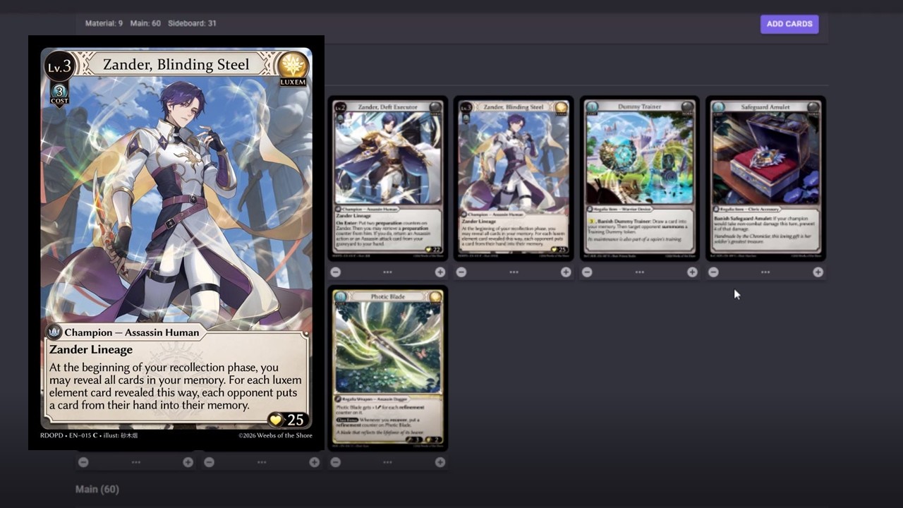 Grand Archive Budget Decks for RDO | Bulk Luxem Zander - YouTube