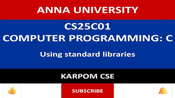 Anna University Reg - 2025 | CS25C01 | Using Standard Libraries
