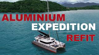 Aluminium Catamaran TIMELAPSE TRANSFORMATION For OFF GRID LIFE 2 years in 10 minutes