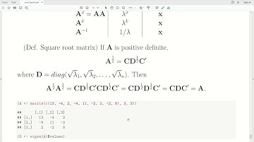 amv11 - Matrix Algebra: Spectral Decomposition, Square Root Matrix, and Singular Value Decomposition