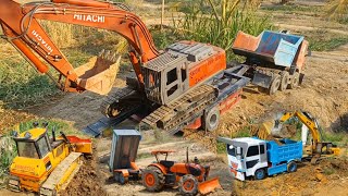 Amazing Stuck car truck Hyundai and Kamaz excavator Hitachi Construction