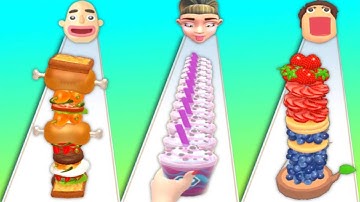 SANDWICH RUNNER vs COFFEE STACK vs PANCAKE RUN - Triple Gameplay New Levels Android / ios