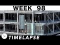 Construction time-lapse with 30 closeups Ⓗ Week 98: Curtain wall glass, cranes, and more