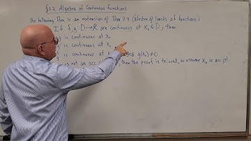 Real Analysis I (lec. 3.2.A) Algebra of Continuous Functions