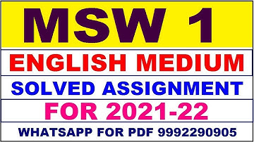 MSW 1 Solved Assignment 2021-22 in ENGLISH,  Whatsapp For Pdf  9992290905.